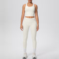 New arrival: cross-border double-sided brushed solid color breathable tank top long yoga set - two-piece activewear for running and fitness