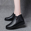 Thickenedheattech middle-aged and elderly cotton shoes women's winterladieswear shoes fleece-linednon-slipflats soft bottom plaid grandma leather shoes