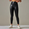 Clearance european and american cross-border  elastic pu leather pants women's colorful high waist tight butt outwear yoga bottom pants