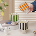 Stylishniche style ceramic goblet casual hand-painted stripescute coffee milk drinking cup photo prop cup