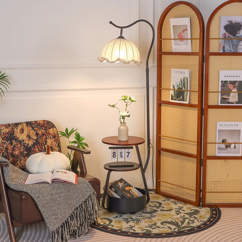 Popular medieval style storage function grapefruit floor lamp retro atmosphere lamp sunset yellow decorative lamp living room fishing lamp