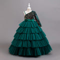 European and american style girls' birthday party one-shoulder princess dress, children's piano performance evening gown, sequin patchwork, cross-border wholesale