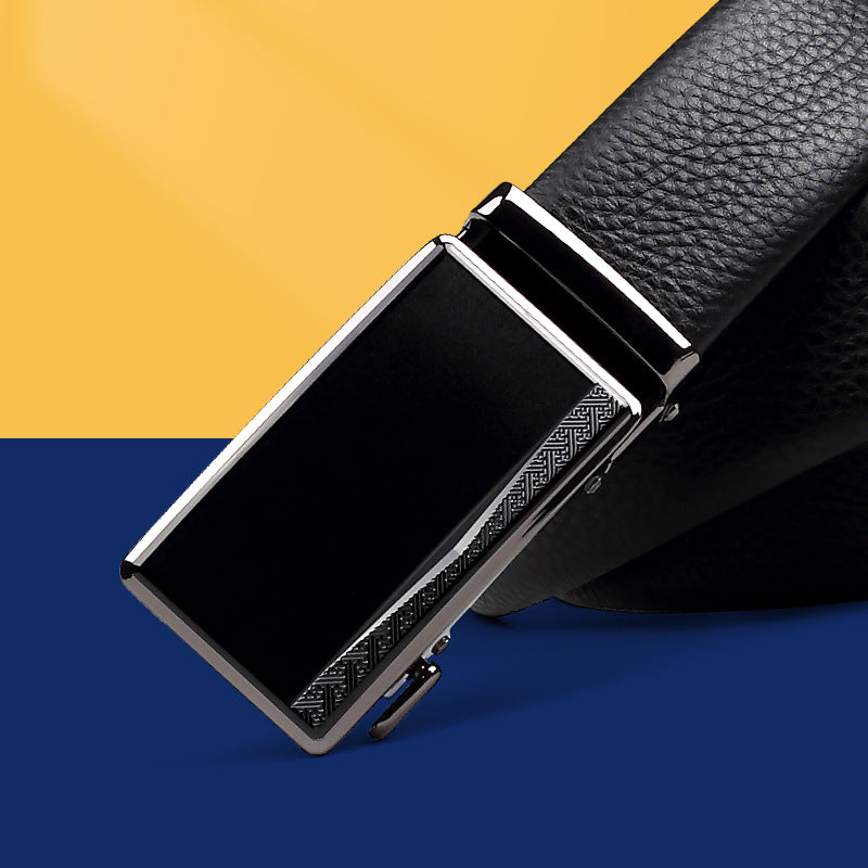 New leather men's belt gift box automatic buckle belt first layer cowhide belt boys business belt wholesale