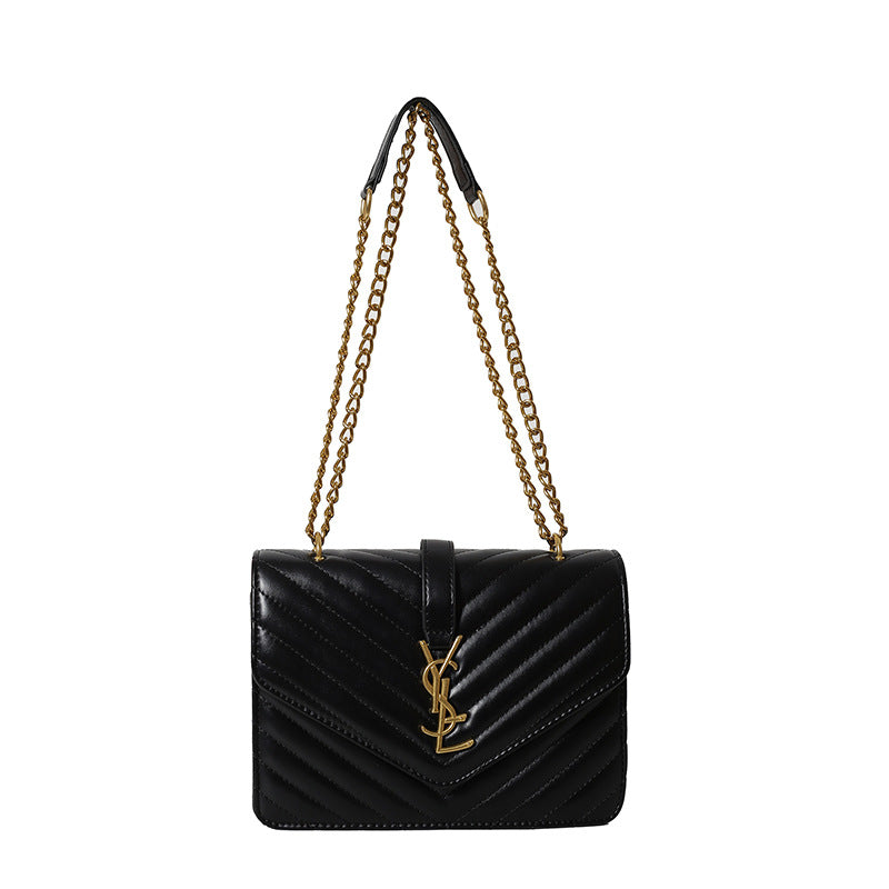Fashion gold fashion women's bag 2025new arrival chain crossbody small square bag cover bag double compartment patent leather patent leather bag