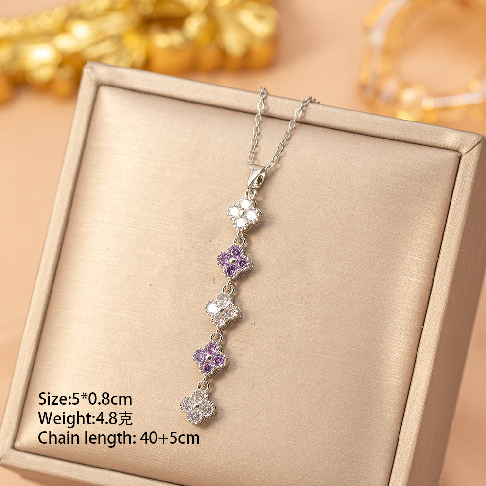 [titanium steel] fashionable and versatile four-leaf clover necklace for women, accessible luxury, high-end elegant clavicle chain jewelry