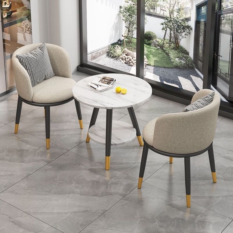 Balcony tea table set - 2025 new arrival: small, trendy, round coffee table with chairs - perfect for relaxing, receptions, and business meetings