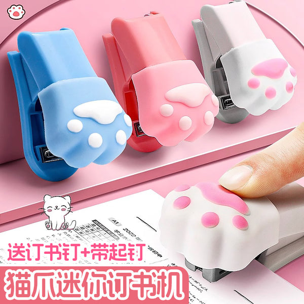 Huajie cute cat claw stapler small student convenient stapler mini test paper book binding machine wholesale