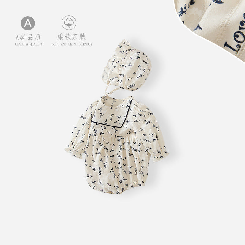 Newborn romper, class a pure cotton,  korean style, floral print baby clothes, spring/autumn infant outfit, trendy girl's ins style