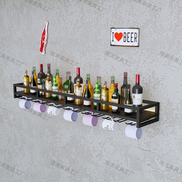Dining room small wine rack shelf wall-mounted wine cabinet wall-mounted living room entrance wall household wrought iron wine rack display