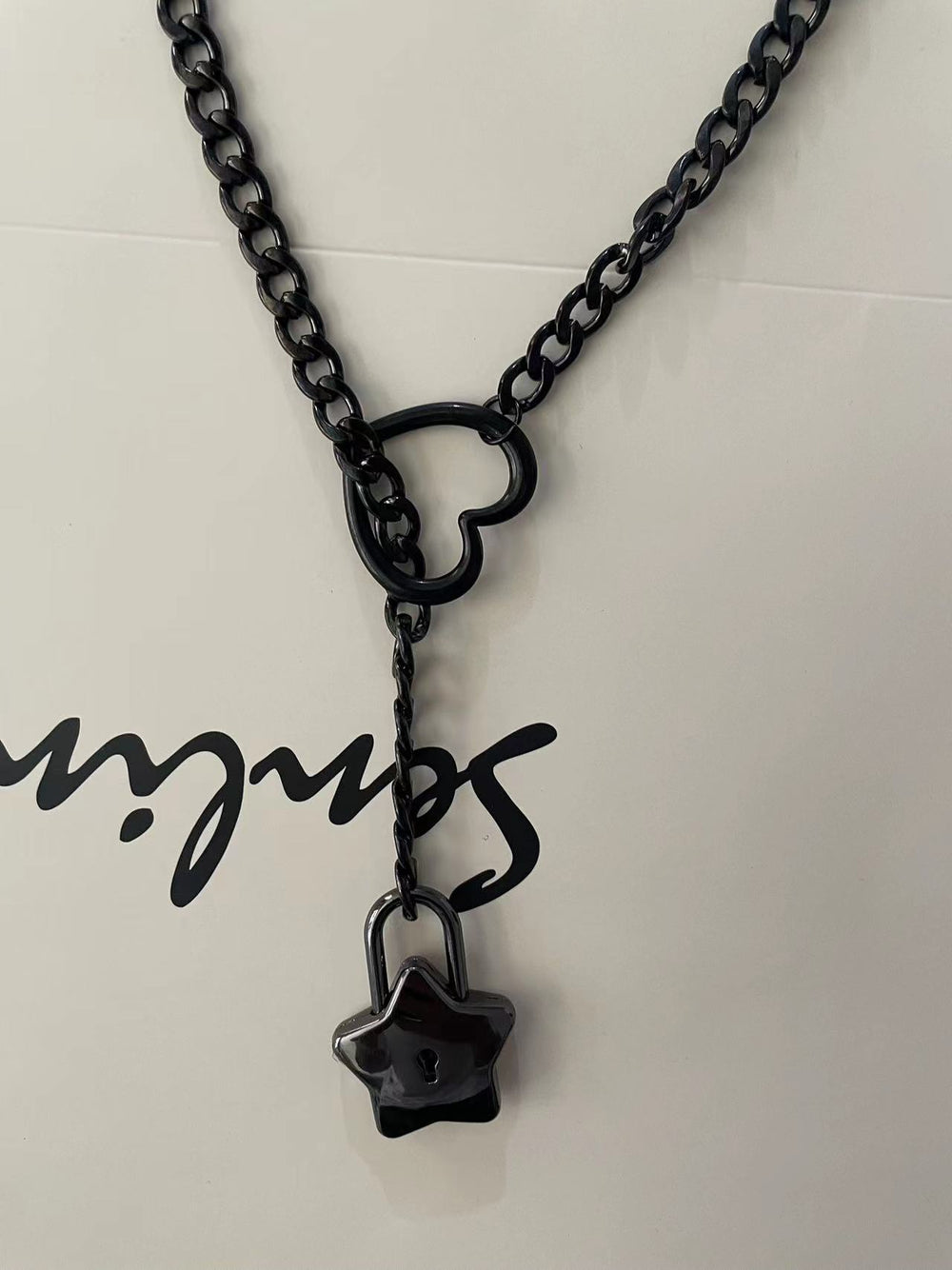 Amazon wide light luxury style y-ring slider chain stainless steel necklace handmade punk cuban chain necklace