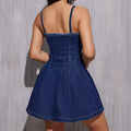 Amazon fashion cross-border summer new sexy fashion casual street style cinched waist denim slip dress