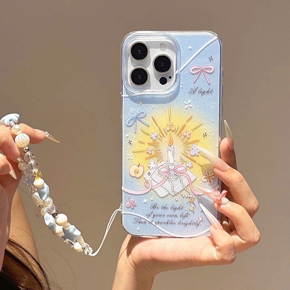 Small fresh suitable for apple 15promax gimbal candle imd mobile phone case iphone16 bracelet protective cover 14