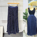 Classic fashion pleated polka dot midi skirt - french sweet style, versatile high-waisted a-line skirt