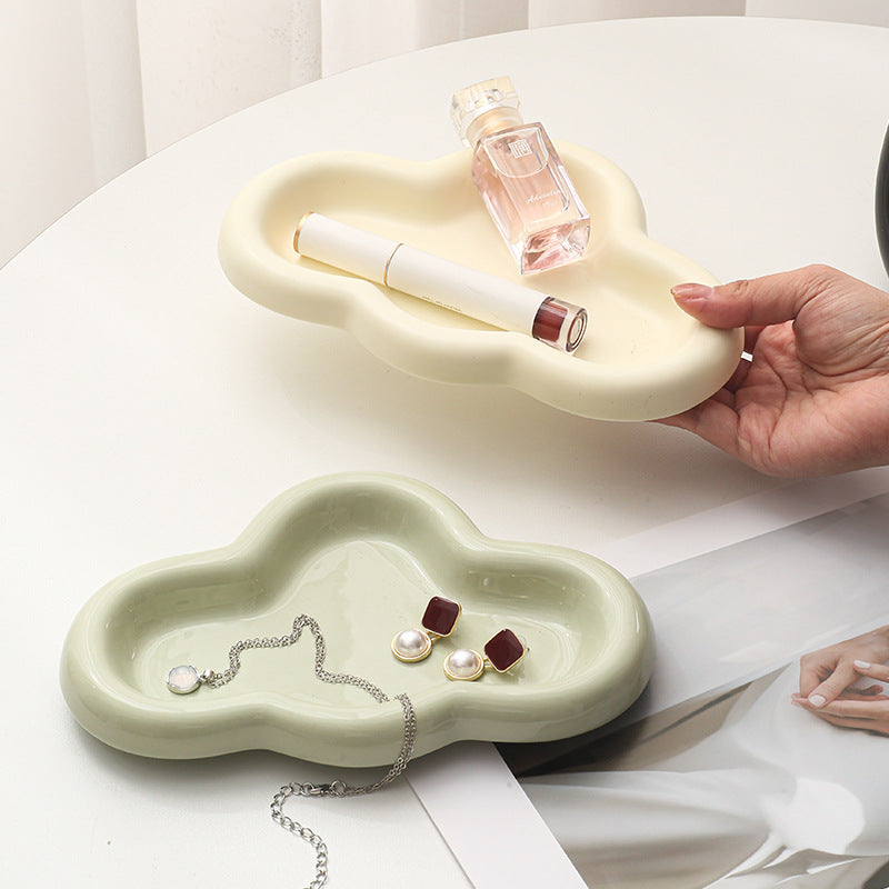 Ins creative t-shaped ceramic display plate entrance jewelry desktop storage ceramic plate props popular style tray
