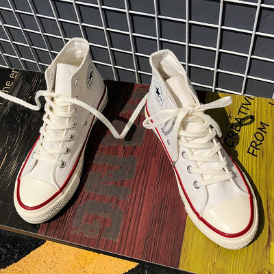 1970s retro skate shoes korean style trendy summer breathable versatile high-top canvas shoes for students, men, and women - perfect for couples