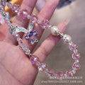 New arrival crystal pearl crystal lanyard beaded mobile phone hanging chain wholesale dream rabbit rhinestone pendant foreign trade cross-border