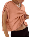 cross-border  women's casual loose solid color v-neck sports backless cutout yoga t-shirt