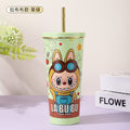 new arrival cartoon thermos cup stainless steel liner coffee cup high-looking large-capacity portable straw water cup batch