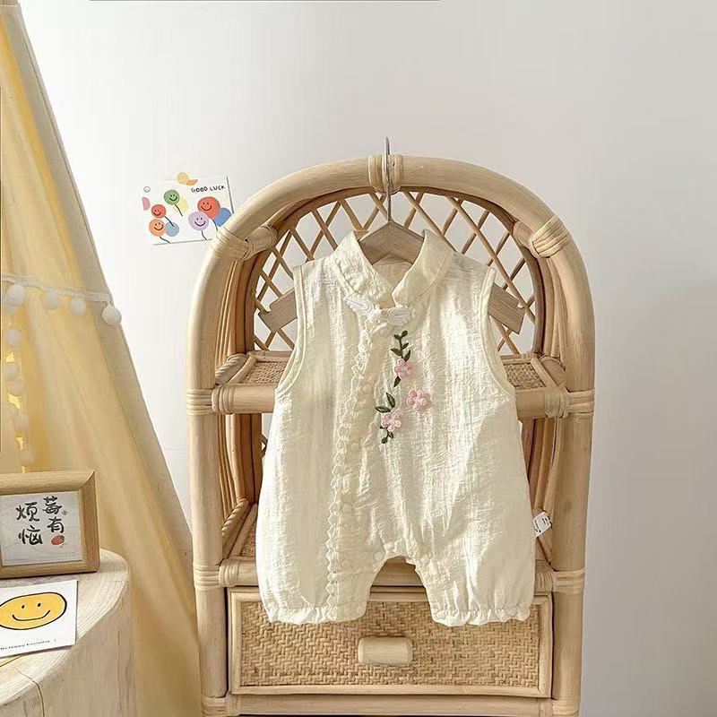 Baby girl summer chinese style jumpsuit baby girl cheongsam baby girl one year old chinoiserie dress summer dress romper trendy