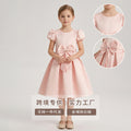 Girls' satin princess dress - pink sweet style birthday outfit, stylish children's dress, first birthday gown for girls