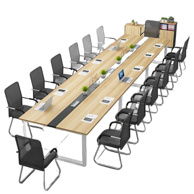 Conference table - modern minimalist long table for meeting rooms, reception, and negotiations - simple workstation desk and chair set