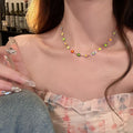 Dopamine-colored daisy necklace for women - trendy, unique design, choker style, versatile and chic