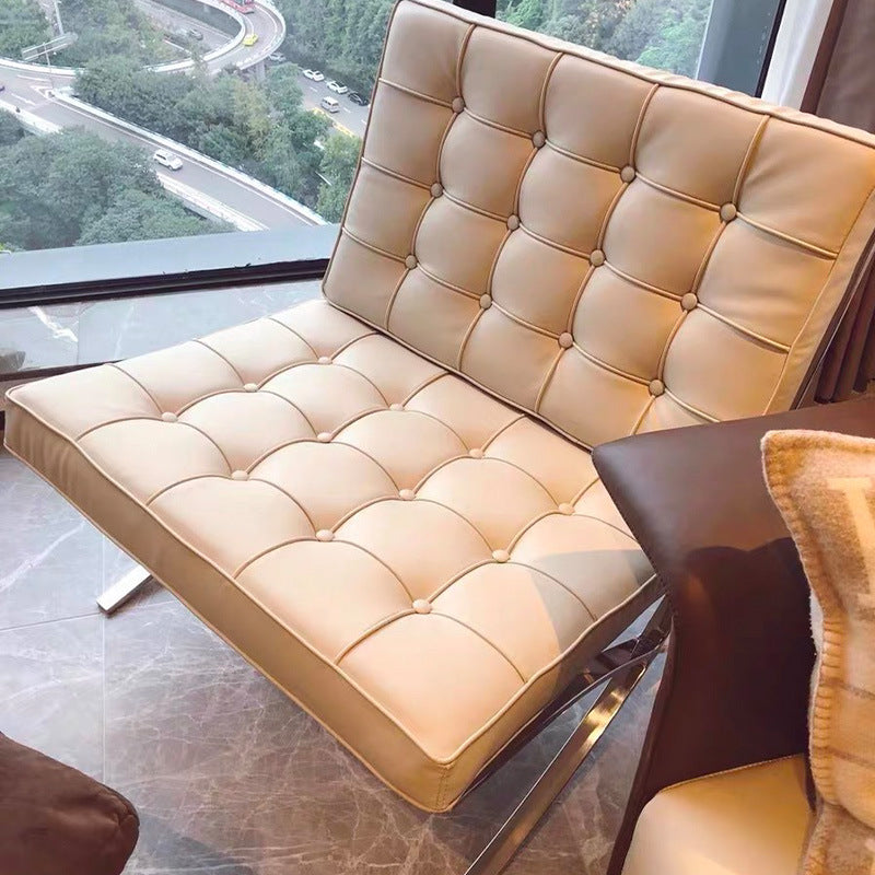 Barcelona single sofa chair italian retro casual chair italian casual lazy stainless steel leather sofa chair