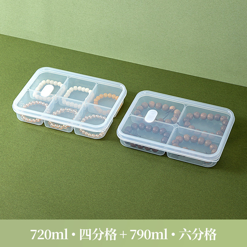 Desktop grid transparent jewelry storage box plastic with lid multi-grid classification Wenwan bracelet beaded storage box