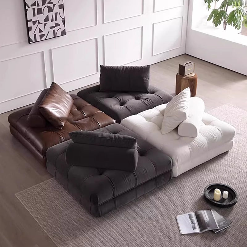 Italian normcore genuine leather sofa first layer cowhide modern casual tofu block laurence living room module square sofa