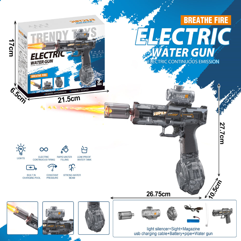 fire light small ice mouse electric water gun high-speed continuous firing return pulse electric gun toy kids water gun hot model