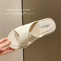Women's summer slippers 2024 korean style casual trendy soft sole crossover strap fairy style beach one-strap lazy slippers