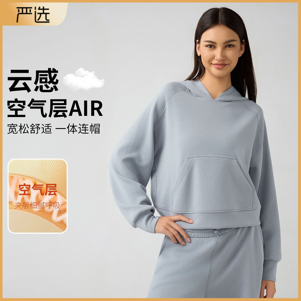 Fall and winternew arrivalwomencasualeasiest for matchhooded sweatshirtlooseslimming lookfitness sports yoga clothestopsdaw165