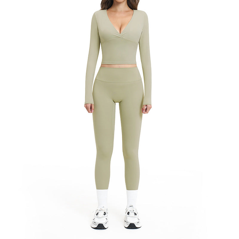 brushed new arrival yoga suit silmslimming look quick-drying fitness clothes outdoor running sports suit for women 4520