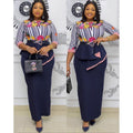 African plus size  spring style printing high waistslimming look hip-covering asymmetricalruffleswork clothingdress wholesale