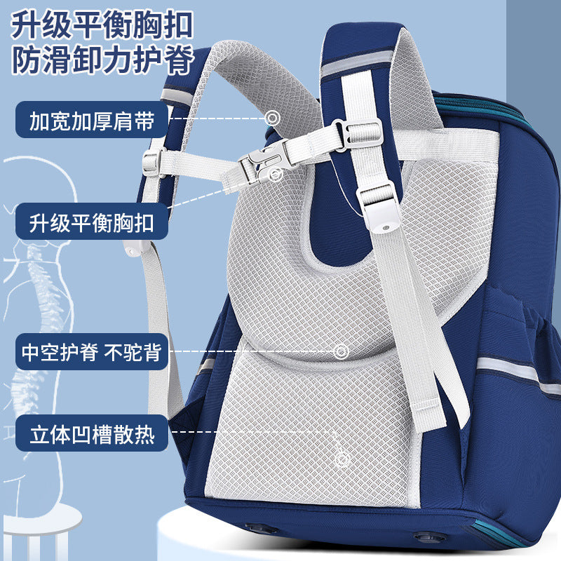 New wholesale student backpacks for boys, grades 1-6. kids' backpacks designed to reduce pressure and protect the spine, featuring a large capacity and customizable printing