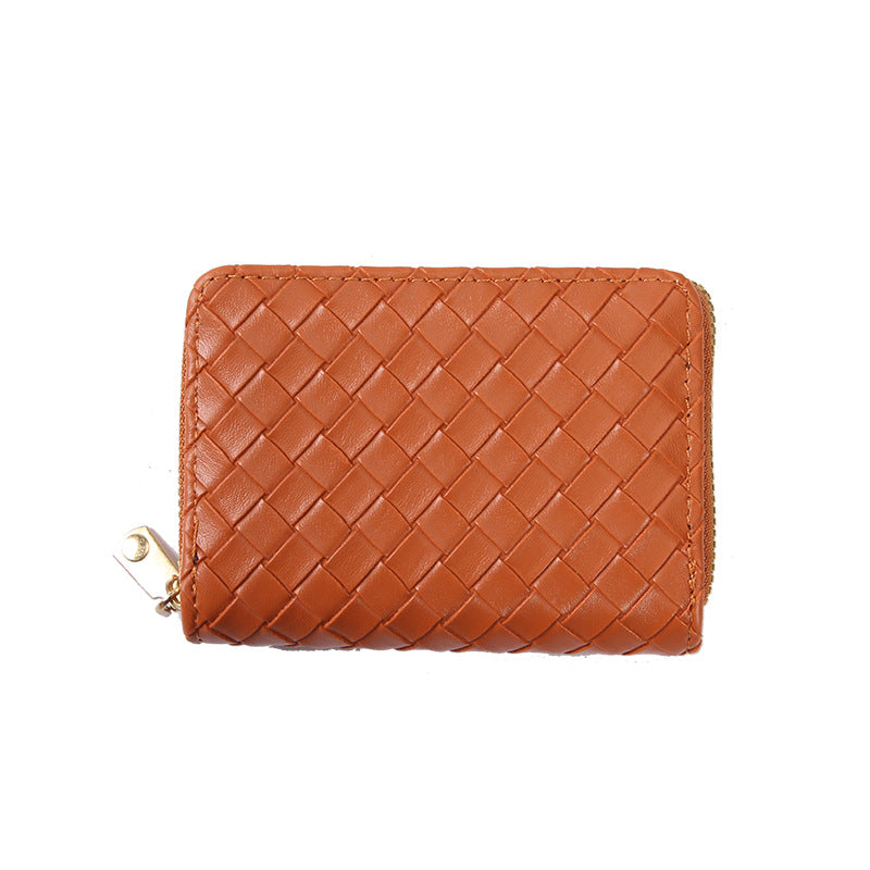 New simple and fashionable woven pattern wallet, multi-functional organ card bag, large capacity, multi-card position card clip, credit card holder.