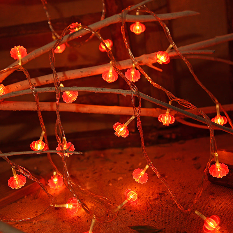 LED modeling small colorful lights flashing, New Year's and Spring Festival bedroom decoration red lanterns, festive atmosphere light strings