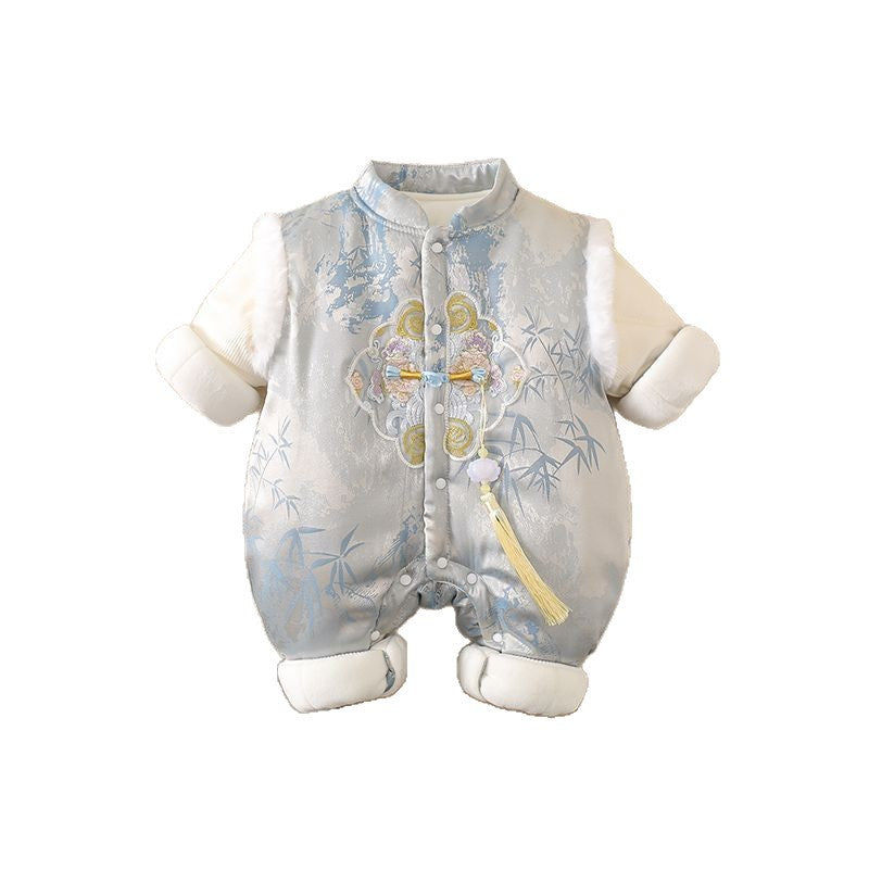 Men's and women's jumpsuits, chinese style, baby clothes, baby's full month, 100 days, one year old, thickenedlong sleeves, trendy