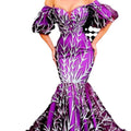 2025 new cross-border european and american women's clothing amazon dress - bandeau gold-embellished thorn long dress with fishtail hem