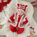 Baby new year's day outfit festive onesie baby winter clothes red hundred days first birthday dress fleece-linedthickened new year clothes