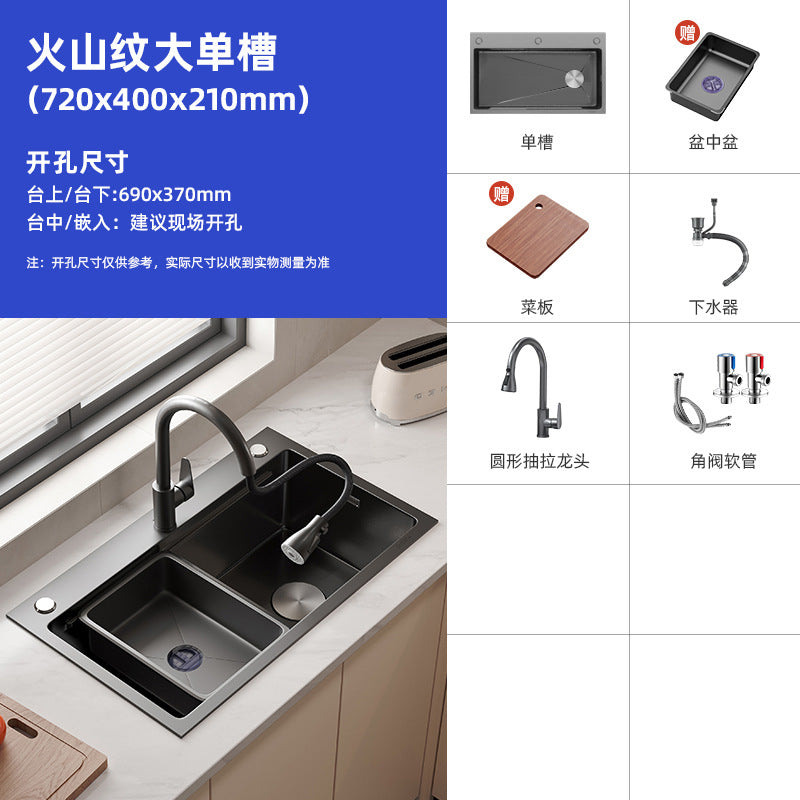 Nojo sink large single slot double slot modified single slot thickened sus304 stainless steel kitchen for home vegetable washing table top middle and bottom