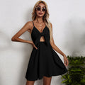cross-border women's strappy bow cotton linen slip dress mini dress - perfect for beach vacations