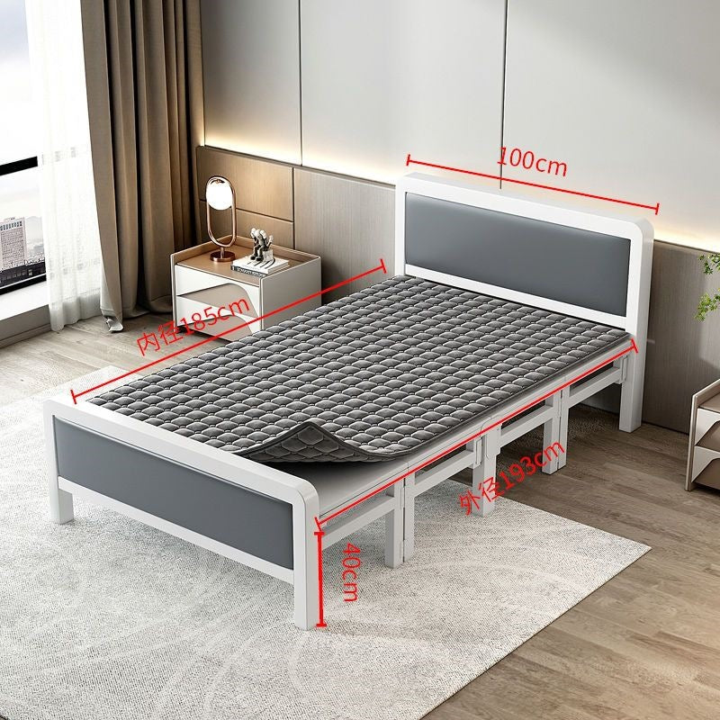 Folding bedfor homedouble iron frame bed with mattress rental house simple bed hard bed office lunch break bed single
