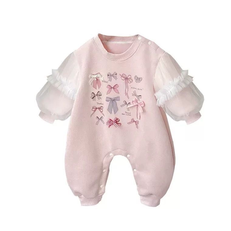 Spring & fall baby super cute baby onesie autum clothes princess style long sleeves khaki outing clothes super cute sweet