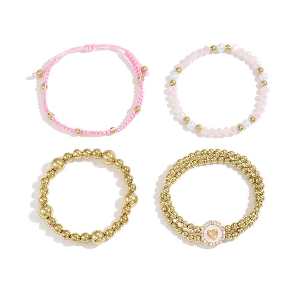 Bohemian beaded bracelet wholesale european and american stacking design niche ins heart 4-piece set elastic bracelet for women