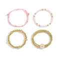 Bohemian beaded bracelet wholesale european and american stacking design niche ins heart 4-piece set elastic bracelet for women