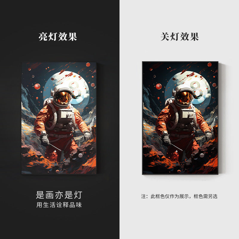 Black eight ball astronaut billiard hall wall decoration painting luminous billiard room hanging painting chess and card club atmosphere light painting