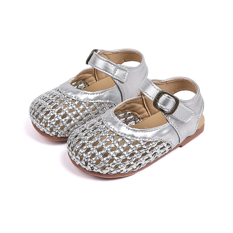 Vancahao girls' sandals: new summer  collection - kids' woven closed-toe first walker shoes, korean style girls' beach sandals