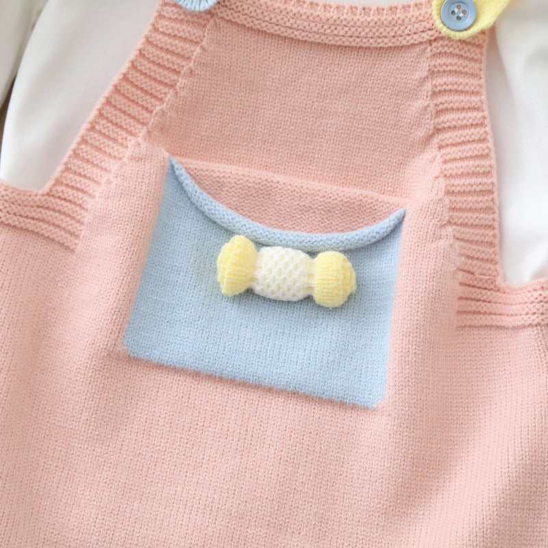 Spring new arrivals: sweet knitted tank top dress set for little girls - spring collection