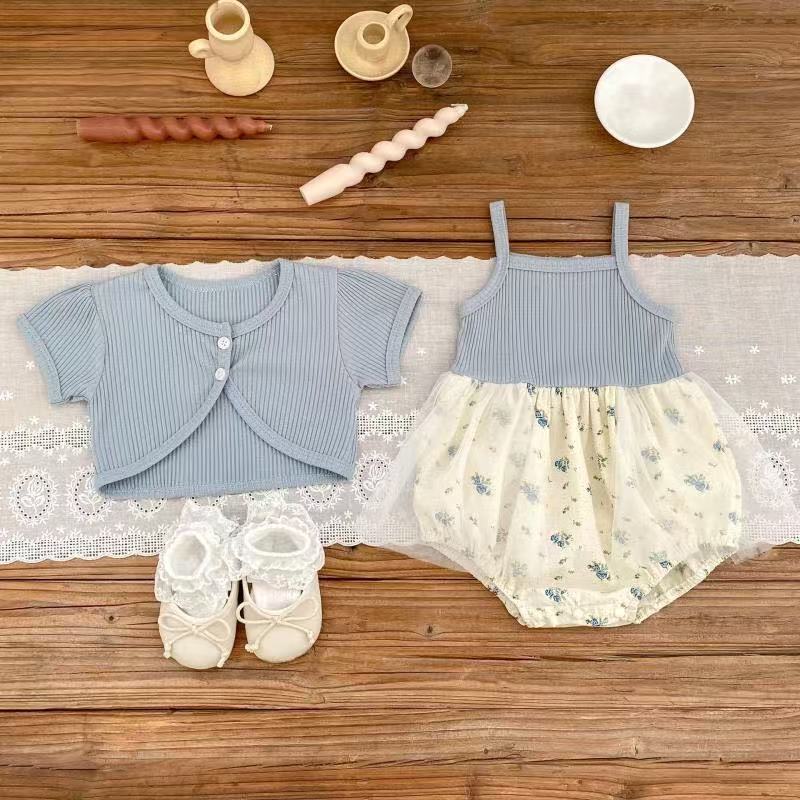 Summer outfit baby chic cute little princess super fairy mesh suspender romper dress baby girl bodysuit summer style